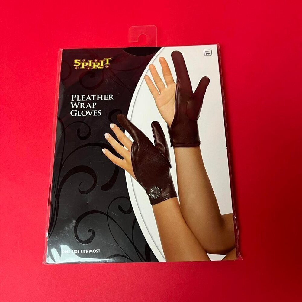Spirit Halloween / Dark brown faux leather half fingerless gloves 🤎🤍